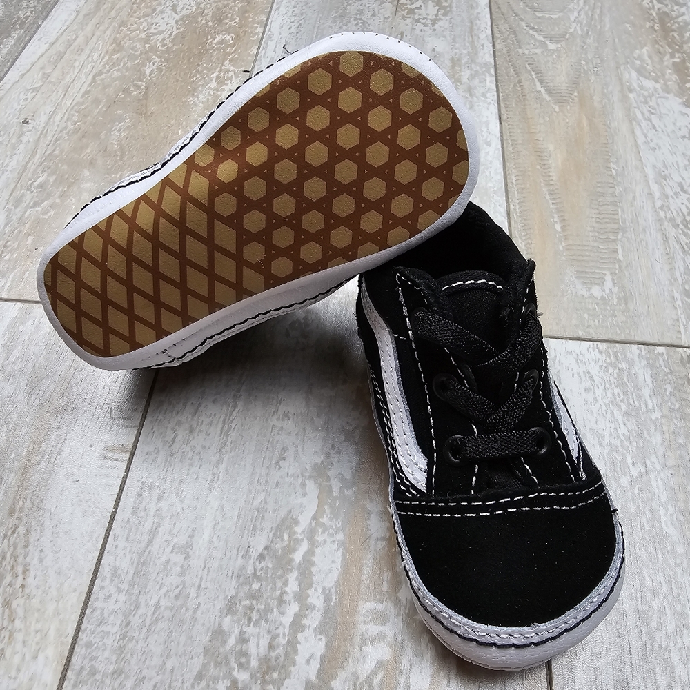 Vans Old Skool Crib Shoes Black/True White - Picture 6 of 7